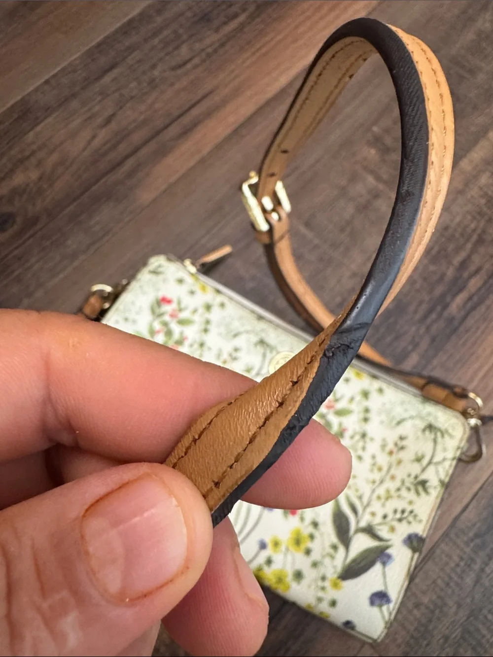 Tory Burch Floral Convertible Crossbody - Cream with Tan Strap